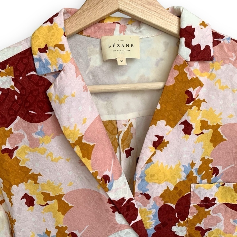 Sezane Florence Shirt 36 Silk Blouse View 6